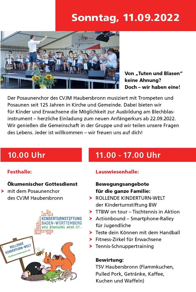 Ortsfest Haubersbronn - Program am 11..9.22