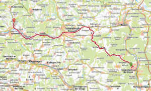 Route von Heidenheim nach Haubersbronn